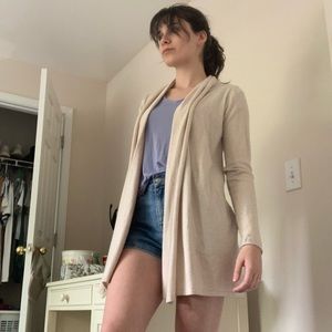 Past Hip length cream cardigan